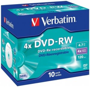 Диск для записи DVD-RW 4x 4.7Gb Verbatim 10pcs ― Компьютерная фирма Меридиан