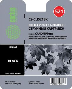 Картридж Cactus Canon CLI-521BK Black для Canon MP540/620/630/980/iP4700/ MX860/870 черный с чипом ― Компьютерная фирма Меридиан