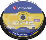 Диск для записи DVD+RW 4x 4.7Gb CakeBox (10шт) Verbatim