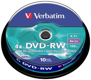 Диск для записи DVD-RW 4x 4.7Gb CakeBox (10шт) Verbatim ― Компьютерная фирма Меридиан