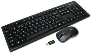 Беспроводной комплект A4-Tech 3100N USB (черный); 2.4G наноприемник ― Компьютерная фирма Меридиан