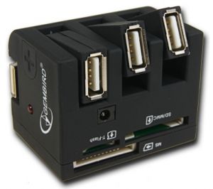 ХАБ USB 3 port 2.0 GEMBIRD UHB-FD1 (складные порты; без дополнительного питания; card reader/writer ― Компьютерная фирма Меридиан