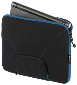 Чехол для ноутбука 12.1'' Targus TSS121EU  Slipcase with Mini Pocket Black / Teal Blue Neoprene ― Компьютерная фирма Меридиан